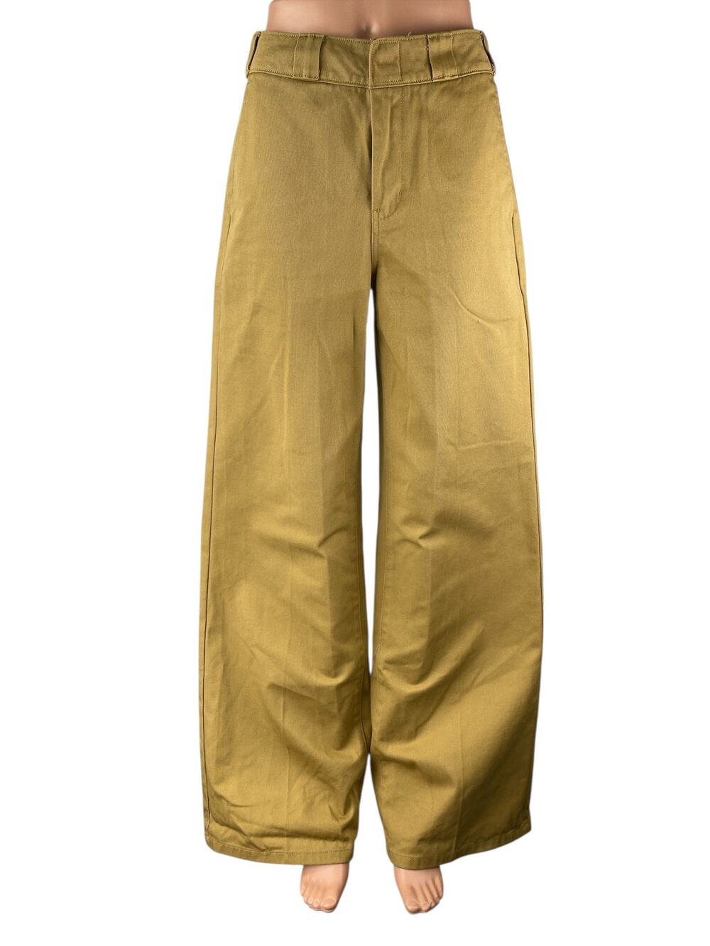 Dickies Women's Khaki Beige High Waist Loose Fit Wide Leg Baggy Pants Size 25